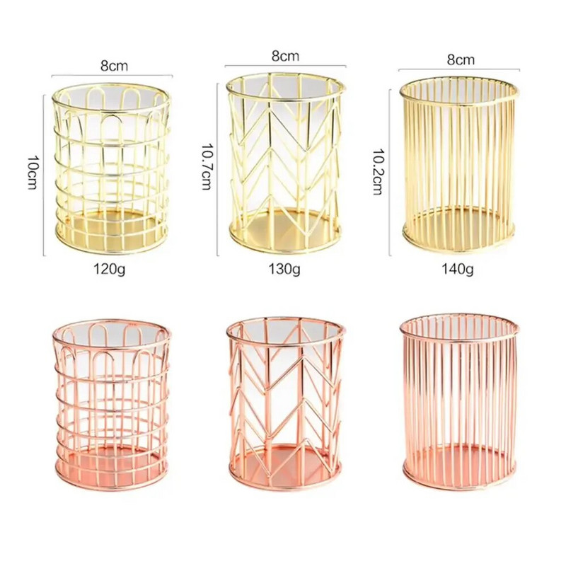 Μεταλλικό διχτυωτό τετράγωνο μολύβι επιτραπέζιου μακιγιάζ Ταξινόμηση οργάνωσης αποθήκευσης Μαύρο ασημί Χρυσό θήκη Καλάθι προμηθειών γραφικής ύλης