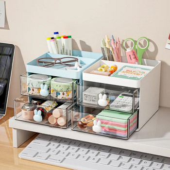 Επιτραπέζιο Storage Box Organizer Τύπος συρταριού Διαφανές ακρυλικό Rabbit Desk Stationery Χέρι Λογαριασμός Storage Rack Επιτραπέζιο θήκη για στυλό