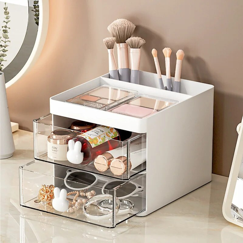 Επιτραπέζιο Storage Box Organizer Τύπος συρταριού Διαφανές ακρυλικό Rabbit Desk Stationery Χέρι Λογαριασμός Storage Rack Επιτραπέζιο θήκη για στυλό