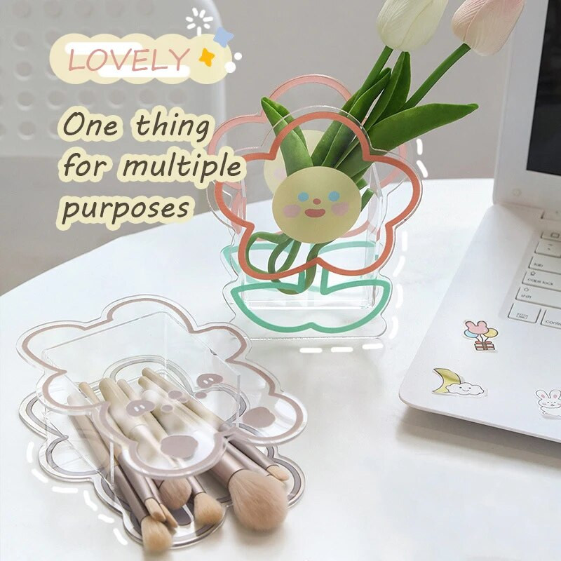 Κάτοχος στυλό Kawaii Creative Cute Desk Organizer Cartoon ακρυλικό διαφανές σταθερό κουτί αποθήκευσης Students School of office