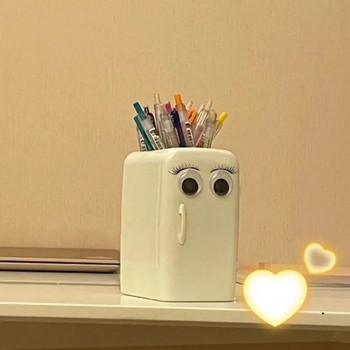Креативен бял хладилник, забавен държач за химикалка Ins Student Сладък японски калъф за държач за химикалка за хладилник за момичета, канцеларски материали, държач за четка за грим