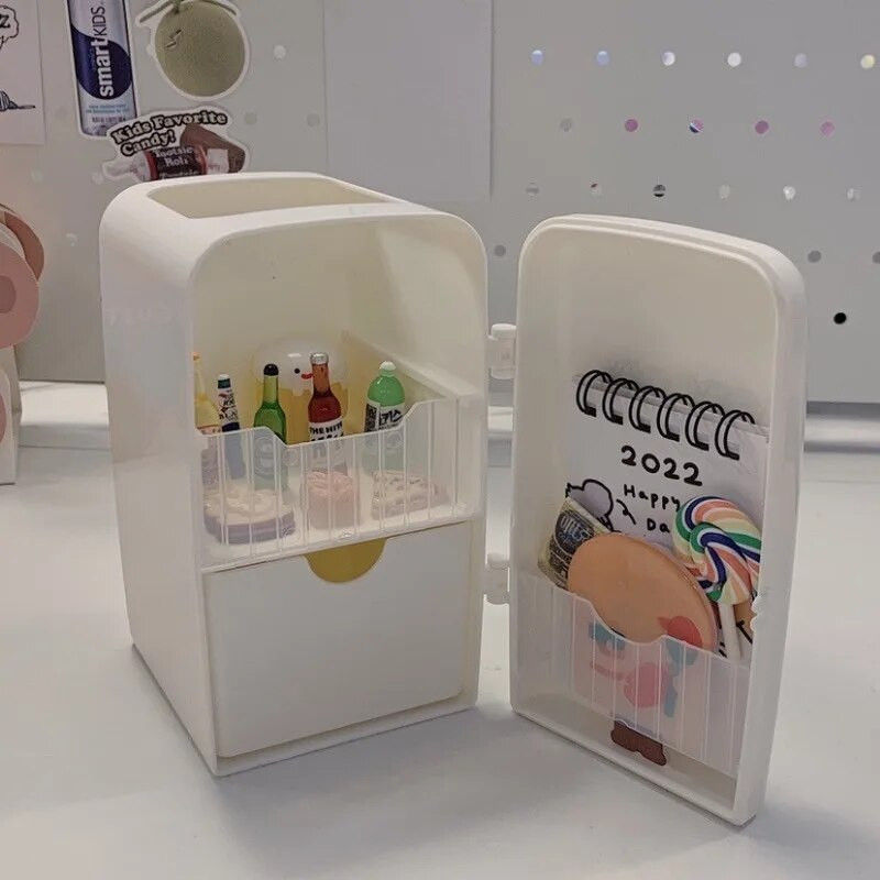 Radošs balts ledusskapja jautrs pildspalvu turētājs studentiem japā japāņu ledusskapja pildspalvas turētāja futrālis meitenēm rakstāmpiederumu kosmētikas otu turētājs