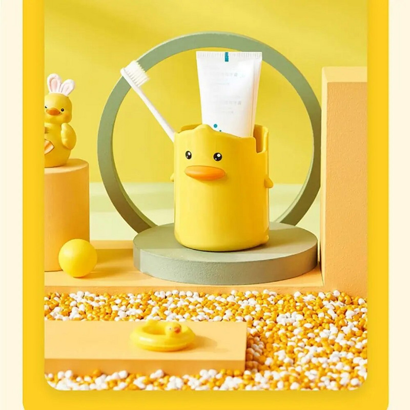 Uus loominguline multikas väike kollane pardipliiatsihoidja õpilaste kirjatarvete hoiukast laste vannitoa veekindel hambaharjahoidja