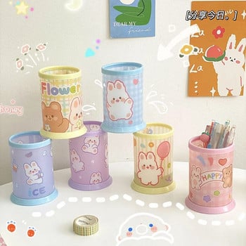 Διαφανής ακρυλική βάση για στυλό Kawaii Organizer επιτραπέζιου υπολογιστή INS New Fashion Cute Bear Bunny Γραφείο Χαρτικά Καλλυντικά Κουτί αποθήκευσης