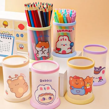 Διαφανής ακρυλική βάση για στυλό Kawaii Organizer επιτραπέζιου υπολογιστή INS New Fashion Cute Bear Bunny Γραφείο Χαρτικά Καλλυντικά Κουτί αποθήκευσης