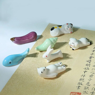 Mini drăguț animal perie de vopsea Pen Rest Ornamente din ceramică Caligrafie chinezească Suport stilou Craft Pen Perna