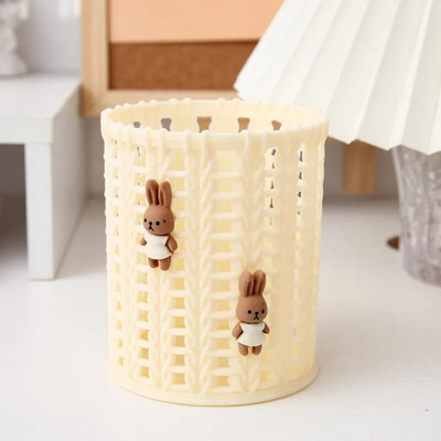 Radošs, imitējošs rotangpalmas pildspalvu turētājs jauks zīmuļa futrālis, kastīte, rakstāmgalda organizators grima otu uzglabāšana kancelejas piederumu biroja skolas piederumi