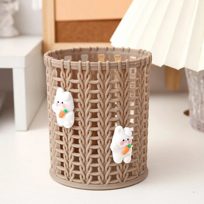 Radošs, imitējošs rotangpalmas pildspalvu turētājs jauks zīmuļa futrālis, kastīte, rakstāmgalda organizators grima otu uzglabāšana kancelejas piederumu biroja skolas piederumi