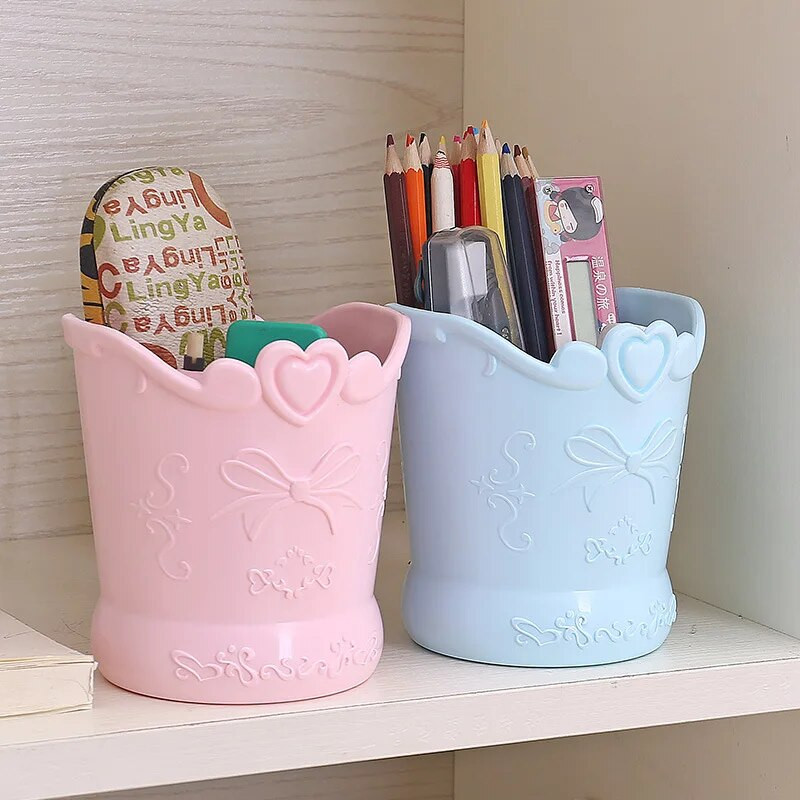 Χαριτωμένη θήκη για στυλό φιόγκου Candy Color Kawaii Pink Pencil Organizer Box Stand Δοχείο Σχολικά είδη γραφείου Βαζάκια κουζίνας