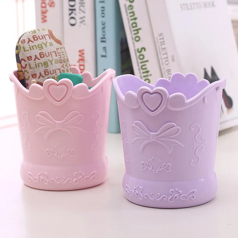 Χαριτωμένη θήκη για στυλό φιόγκου Candy Color Kawaii Pink Pencil Organizer Box Stand Δοχείο Σχολικά είδη γραφείου Βαζάκια κουζίνας
