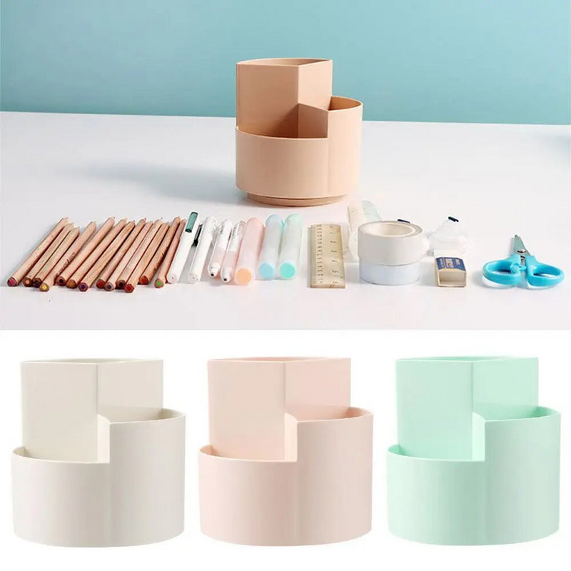 Pöörake multifunktsionaalne deformatsioonivastane ümmargune kontoritarvete karp, pliiatsihoidik, 3 võrehoidja, pliiatsihoidja