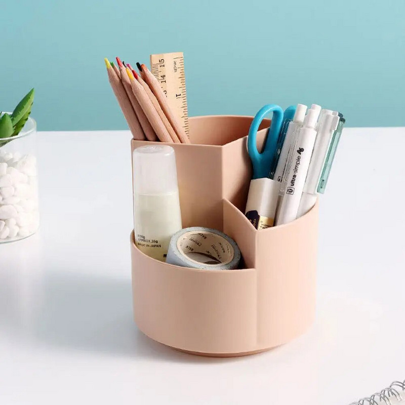 Pöörake multifunktsionaalne deformatsioonivastane ümmargune kontoritarvete karp, pliiatsihoidik, 3 võrehoidja, pliiatsihoidja