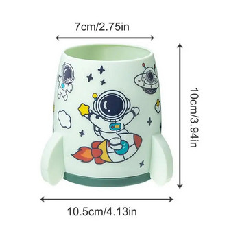 Симпатичен държач за писалка Ракетен кораб Чаша за молив със стикер за астронавт Поставка за молив Голям капацитет за четка за грим Четка за писане