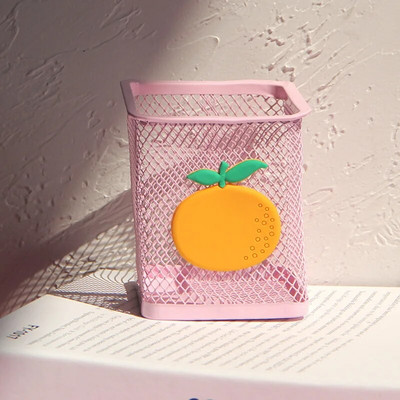 1 τμχ Ροζ Μεταλλική θήκη για στυλό Organiser γραφείου Καλλυντικό τετράγωνο μολύβι Βάση για στυλό Δοχείο γραφικής ύλης Σχολικά είδη