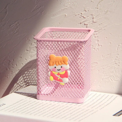 1 τμχ Ροζ Μεταλλική θήκη για στυλό Organiser γραφείου Καλλυντικό τετράγωνο μολύβι Βάση για στυλό Δοχείο γραφικής ύλης Σχολικά είδη