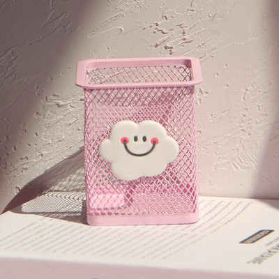 1 τμχ Ροζ Μεταλλική θήκη για στυλό Organiser γραφείου Καλλυντικό τετράγωνο μολύβι Βάση για στυλό Δοχείο γραφικής ύλης Σχολικά είδη