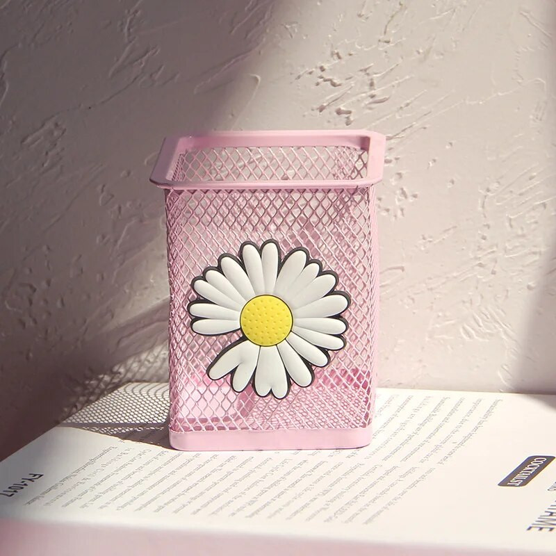 1 τμχ Ροζ Μεταλλική θήκη για στυλό Organiser γραφείου Καλλυντικό τετράγωνο μολύβι Βάση για στυλό Δοχείο γραφικής ύλης Σχολικά είδη