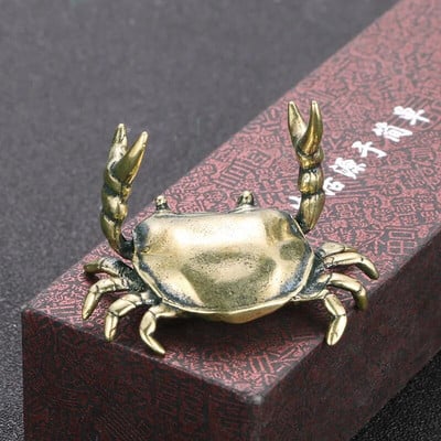 Figurine retro din alamă cu crab, figurine pentru decorarea casei, pentru birou, pentru birou, pentru raft, ornamente pentru pix, cupru antic, pentru animale, meșteșuguri