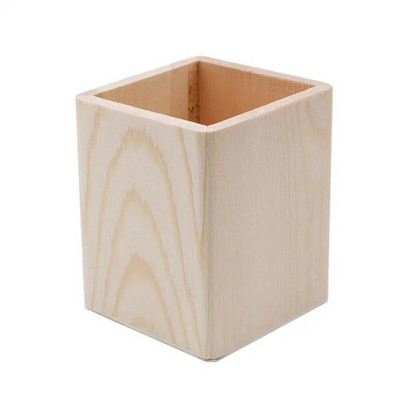 Organizator de birou bricolaj, cutie de depozitare stilou din lemn de birou, cutie de depozitare pentru creion, suport pentru pix, recipient pentru perie de machiaj, rechizite de papetărie pentru școală acasă