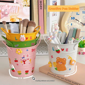 Creative Iron Art pildspalvu turētājs studentu galddatora glabāšanas kaste iekšā Fengwang Red mazs dzelzs spainis Personalizēts jauks biroja pildspalvu spainis