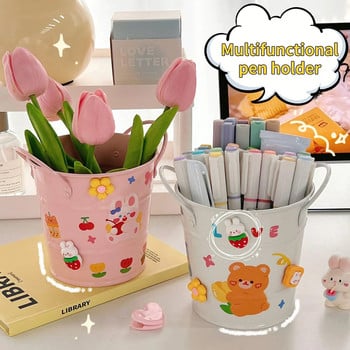 Creative Iron Art Pen Holder Студентска настолна кутия за съхранение ins Fengwang Red Small Iron Bucket Персонализирана сладка Office Pen Bucket