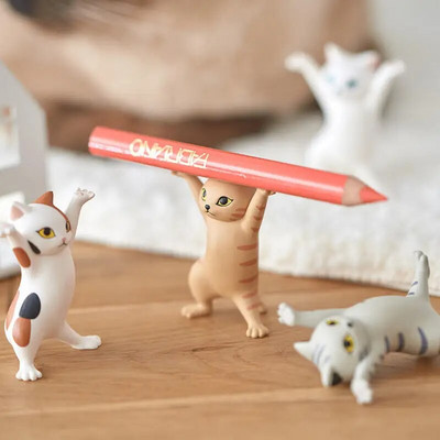 1db táncoló macska tolltartó Kawaii asztali tárolóállvány Mindent eltarthat otthoni dekoráció barkácsjátékok figura modell írószer tartó