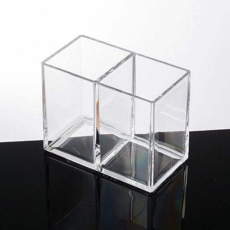 Lihtne läbipaistev pliiatsihoidja akrüülist 3-ruudustikuline kirjatarvete pliiats visiitkaardihoidja lauaarvuti organisatsiooni meigipintslihoidja