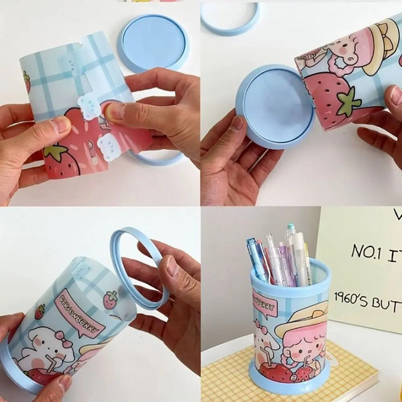 Uus multikas armas pliiatsihoidja ümmargune pliiatsikonteiner, suure mahutavusega pliiatsihoidik õpilastele kirjatarbed kodukontoritarbed