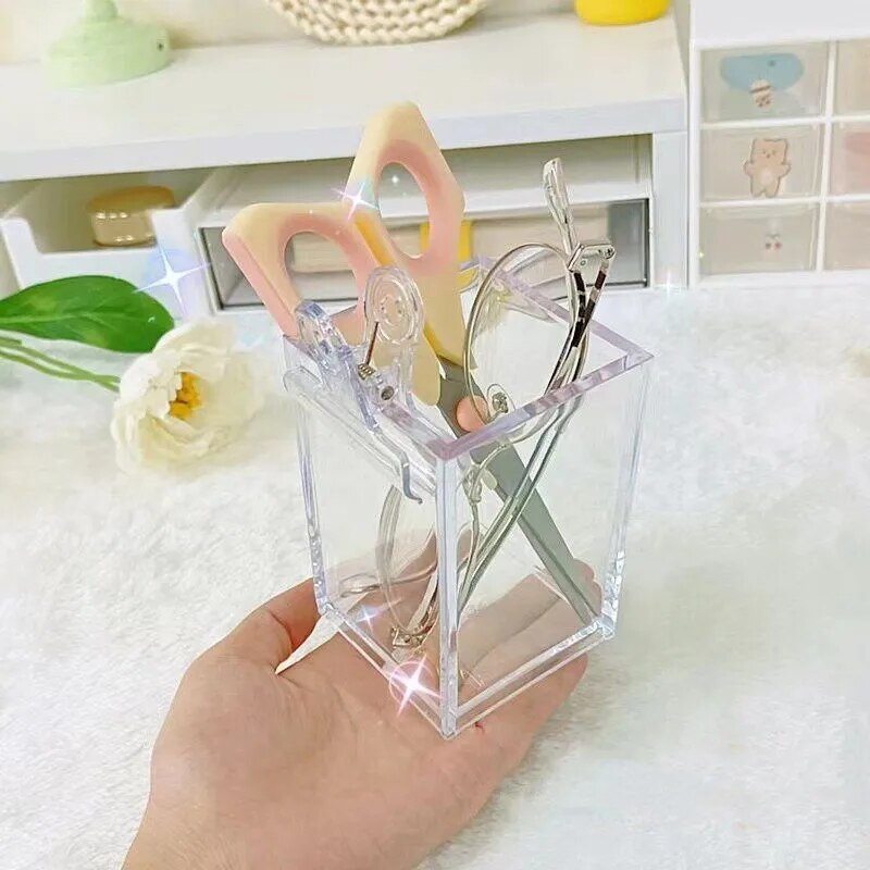 Caurspīdīgs akrila zīmuļu turētājs studentiem rakstāmpiederumu galda organizators aplauzuma otu rīks uzglabāšanas statīvs Biroja skolas piederumi