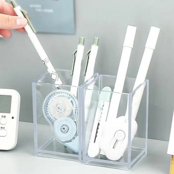 Ακρυλική θήκη για στυλό Βούρτσα μακιγιάζ Clear Holder Desktop Pencil Organizer Pencil Cup Stationery Box Office Organizer Αξεσουάρ