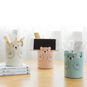 EZONE jauks pildspalvu turētājs Radošs jauks multfilmu lācis rakstāmpiederumu pildspalvu turētājs Daudzfunkciju mobilā tālruņa turētājs Kawaii studentu piederumi