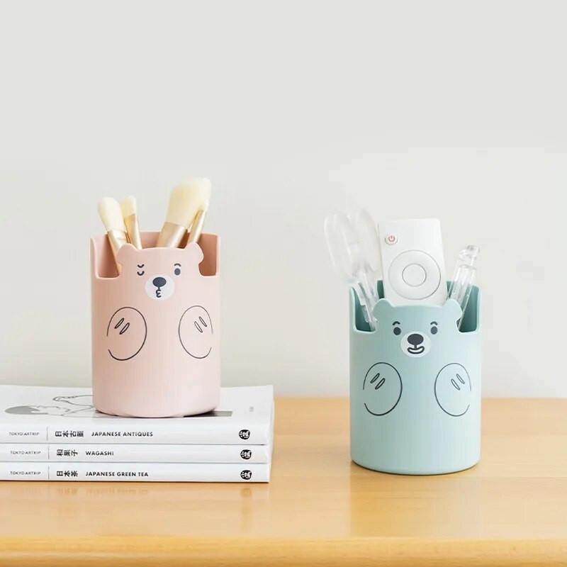 EZONE jauks pildspalvu turētājs Radošs jauks multfilmu lācis rakstāmpiederumu pildspalvu turētājs Daudzfunkciju mobilā tālruņa turētājs Kawaii studentu piederumi