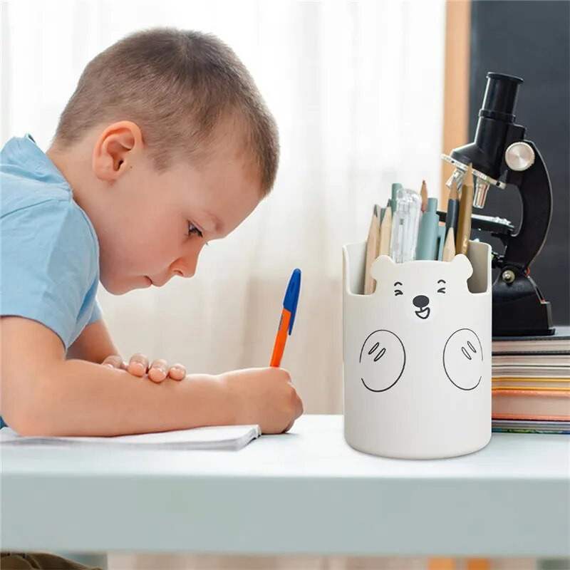 EZONE jauks pildspalvu turētājs Radošs jauks multfilmu lācis rakstāmpiederumu pildspalvu turētājs Daudzfunkciju mobilā tālruņa turētājs Kawaii studentu piederumi