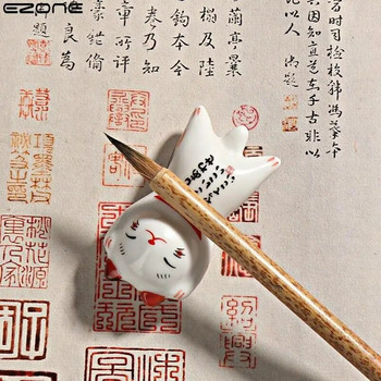 EZONE Creative Cute Cat Penholder Κεραμική θήκη για στυλό Kawai Panda Rabbit Sheep Βουρτσέτα δώρου Γραφική ύλη Καλλιγραφία στυλό Drag