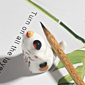 EZONE Creative Cute Cat Penholder Керамичен държач за писалка Kawai Panda Rabbit Sheep Brush Rack Подарък Канцеларски материали Калиграфия Pen Drag