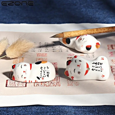 EZONE Creative Cute Cat Penholder Κεραμική θήκη για στυλό Kawai Panda Rabbit Sheep Βουρτσέτα δώρου Γραφική ύλη Καλλιγραφία στυλό Drag