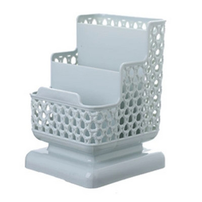 Radošs rotangpalmas plastmasas pildspalvu turētājs, daudzfunkcionāls dobs galddatora kancelejas piederumu spainis zīmuļa konteinera futrālis universāls