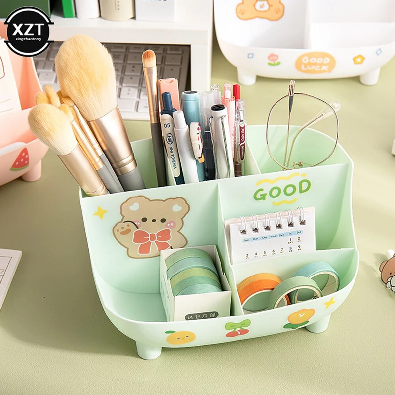 Creative Plastic Desktop Organizer Θήκη για στυλό Πολυλειτουργικό μακιγιάζ γραφείου Βάση αποθήκευσης μολυβιού Σχολική γραφική ύλη