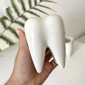 Αστεία σχήμα δοντιού Κεραμική θήκη για στυλό Μολύβι Γλάστρα αποθήκευσης Δοχείο Επιτραπέζια βάση στυλό Succulent Pot Organizer Ζαρντινιέρα διακόσμησης σπιτιού