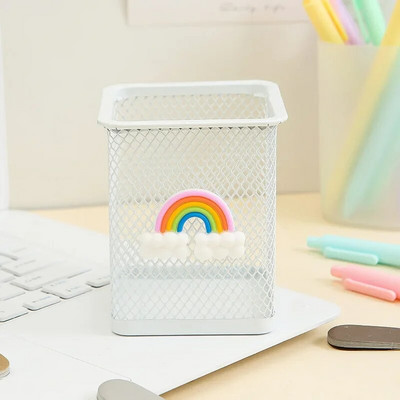 Kawaii rozā čuguna pildspalvas turētājs biroja organizators kosmētika aplauzums otas instrumentu krūzes turētājs futrālis zīmuļu konteiners biroja piederumi