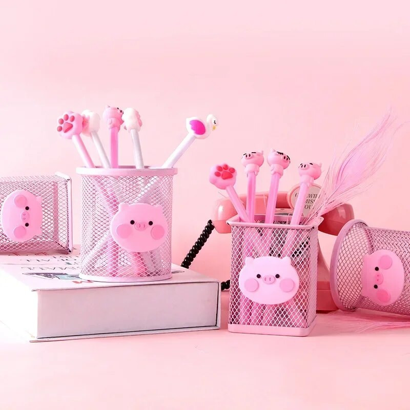 Kawaii rozā čuguna pildspalvas turētājs biroja organizators kosmētika aplauzums otas instrumentu krūzes turētājs futrālis zīmuļu konteiners biroja piederumi