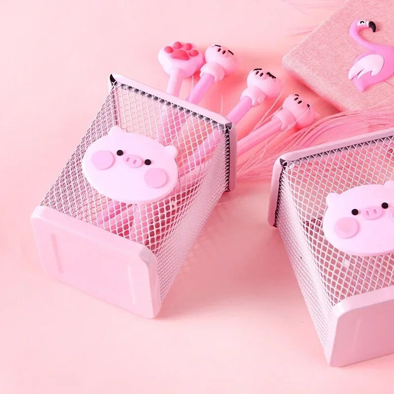 Kawaii rozā čuguna pildspalvas turētājs biroja organizators kosmētika aplauzums otas instrumentu krūzes turētājs futrālis zīmuļu konteiners biroja piederumi