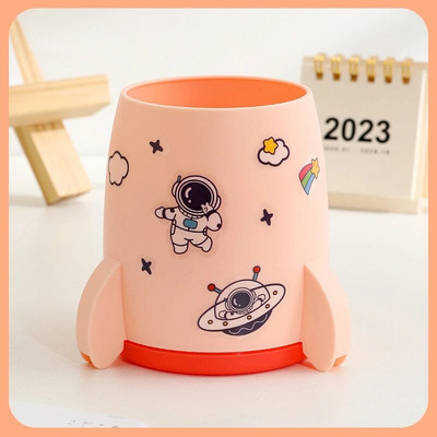 Kawaii Rocket Pen zīmuļu podiņa turētājs Otas uzglabāšanas konteiners Rakstāmgalda organizators Daudzfunkcionāla mazgāšanas lente Kancelejas piederumi Biroja piederumi