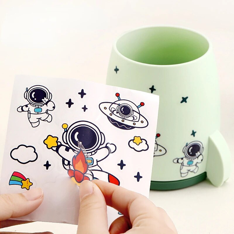 Kawaii Rocket Pen zīmuļu podiņa turētājs Otas uzglabāšanas konteiners Rakstāmgalda organizators Daudzfunkcionāla mazgāšanas lente Kancelejas piederumi Biroja piederumi