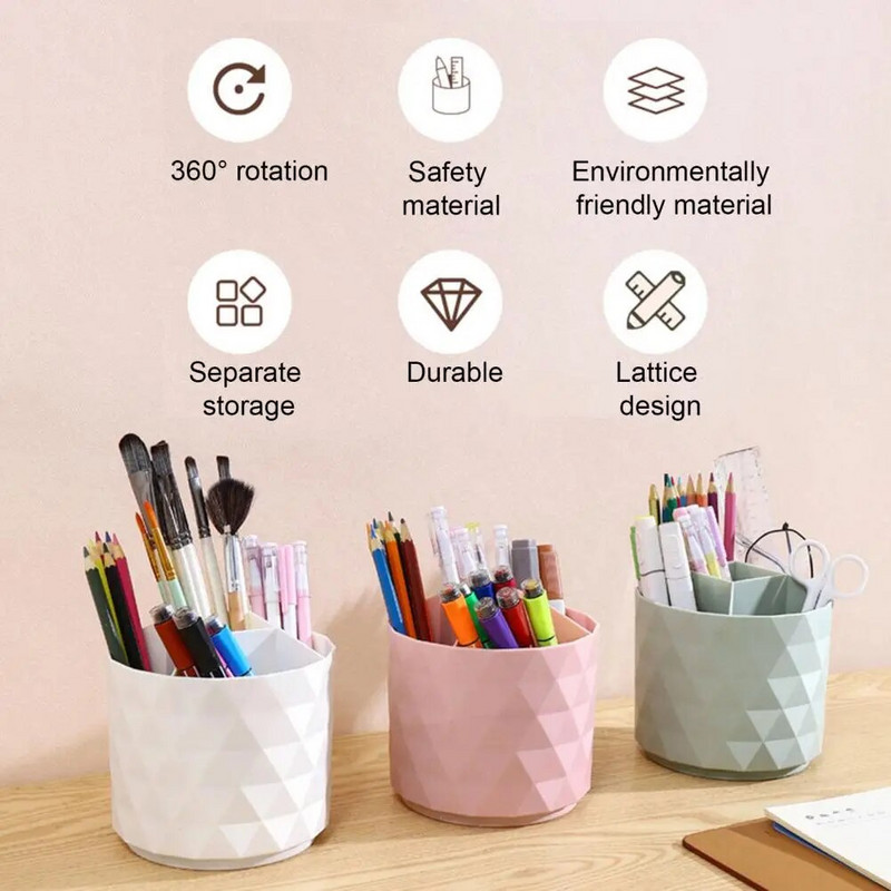 Pildspalvu turētājs Rotējošais vairāku nodalījumu otu mucas aplauzuma otu uzglabāšanas kaste Pārnēsājams galddatora kosmētikas organizatora otu turētājs