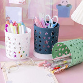 Pen Creion Suport pentru oală Pencil de depozitare perie Cilindru INS Organizator de birou Plastic Hollow Stars Oală pentru creion Rechizite de birou