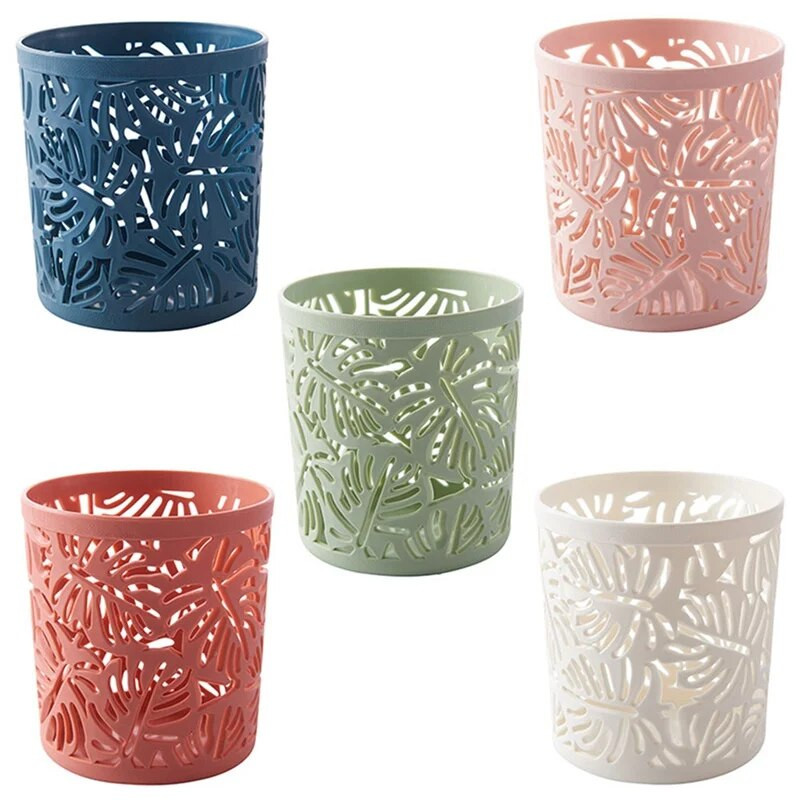 Silindriline kirjatarvete hoiustamiskonteiner Kontori koolitarvete jaoks Põhjamaade õõnsate lilledega meigipintslite pliiatsihoidja