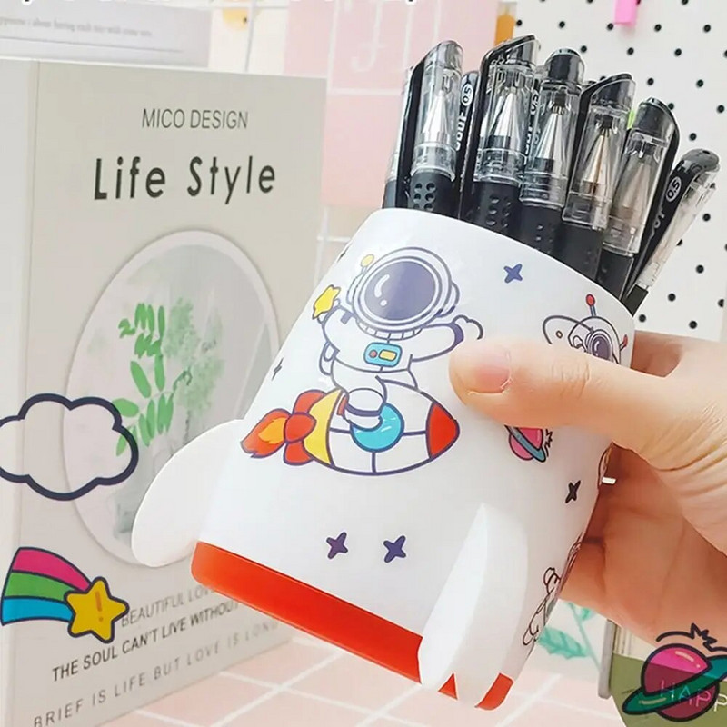 Jauns daudzfunkcionāls raķetes formas galddatora glabāšanas pildspalvas turētājs zīmuļa displeja krūze Vienkāršs biroja skolas piederumu kancelejas piederumu organizators