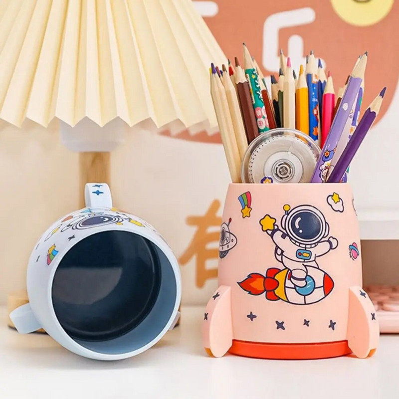 Jauns daudzfunkcionāls raķetes formas galddatora glabāšanas pildspalvas turētājs zīmuļa displeja krūze Vienkāršs biroja skolas piederumu kancelejas piederumu organizators