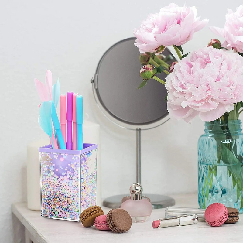 Kawaii Στυλόθήκη Bubble Pencil Cup Desktop Stationery Organizer Πινέλο Μακιγιάζ Θήκη αποθήκευσης για κορίτσια τετράγωνο μολυβοθήκη